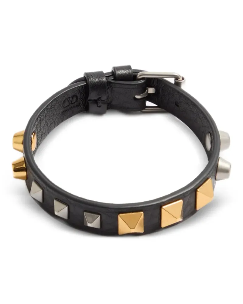 Valentino Garavani Rockstud grainy leather bracelet - Schwarz Schwarz