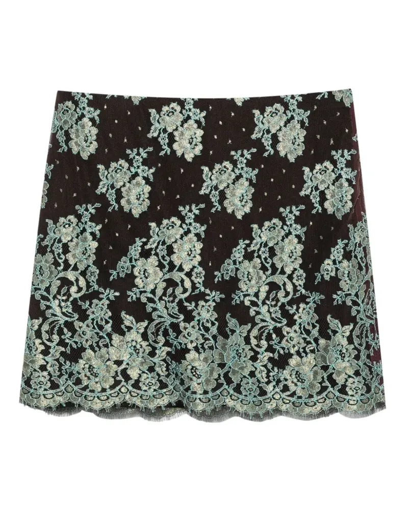 Valentino Garavani Minirock mit floraler Spitze - Braun Braun