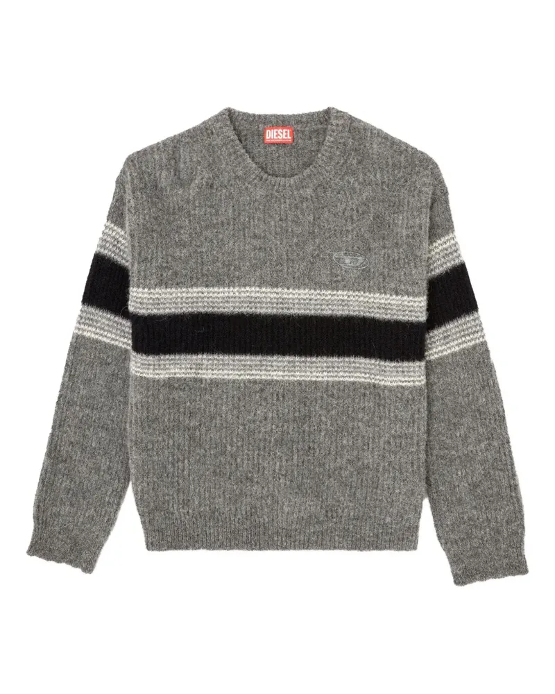 Diesel Gestreifter K-Soren Pullover mit Stickerei - Grau Grau