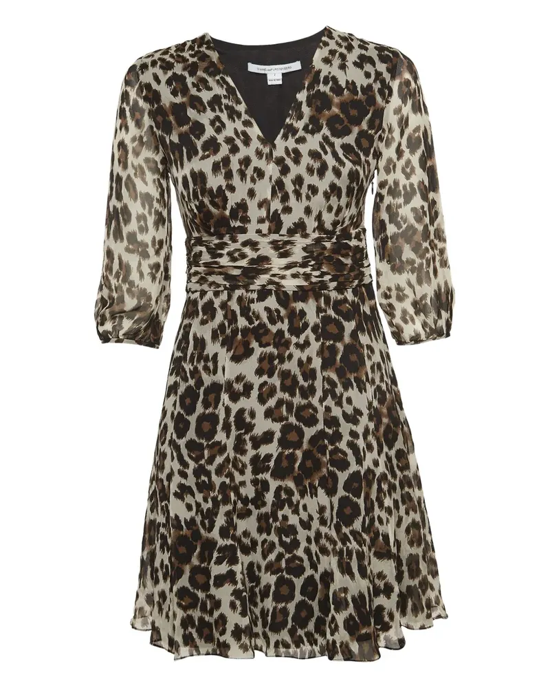 Diane von Furstenberg Seidenkleid mit Leoparden-Print - Nude Nude