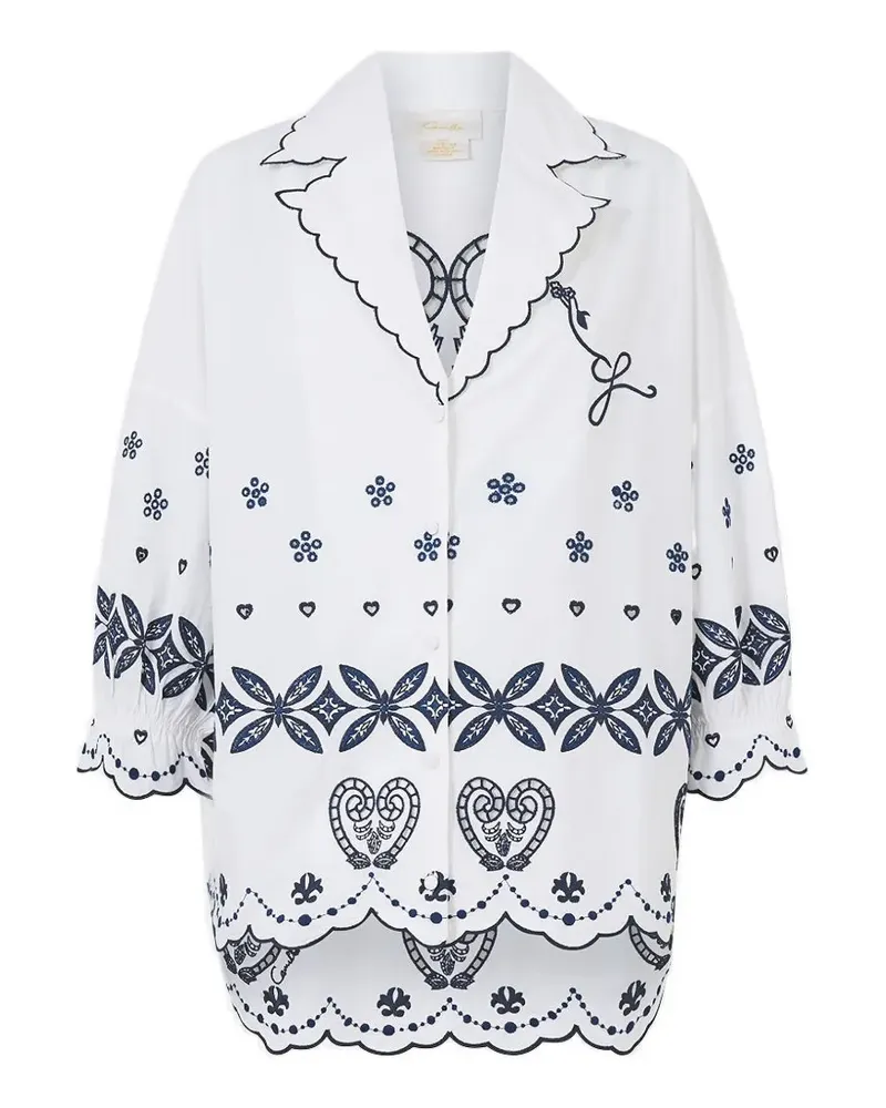 Camilla A Tiled Wonderland Hemd mit Stickerei - Weiß Weiß