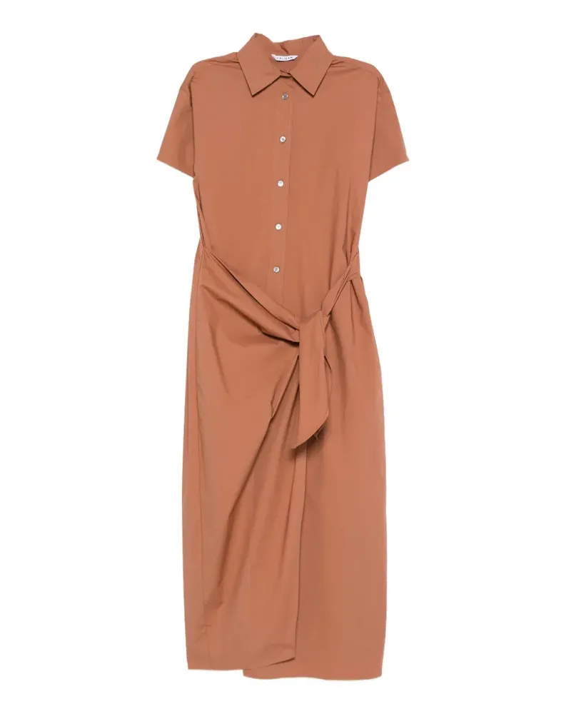 Caliban Midikleid mit Bindegürtel - Braun Braun