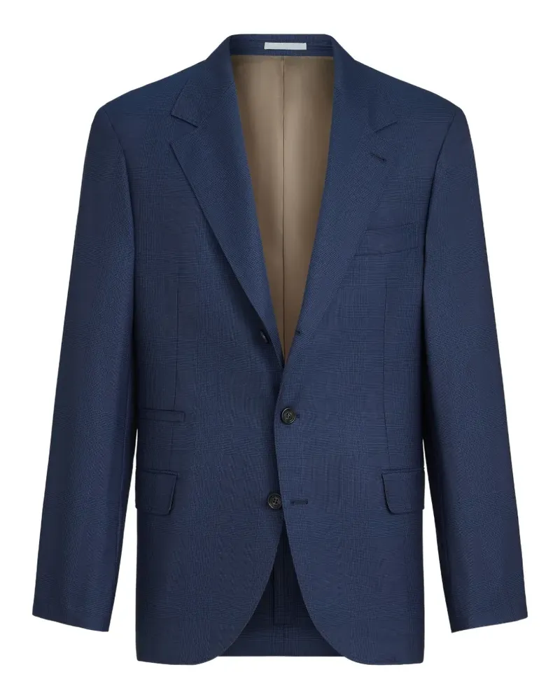 Brunello Cucinelli super 150s virgin-wool Prince of Wales jacket - Blau Blau