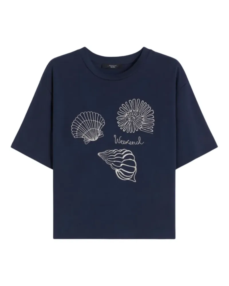 Max Mara shell-print cotton T-shirt - Blau Blau