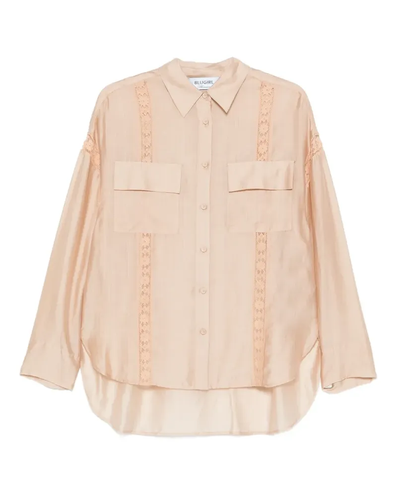 Blumarine Hemd mit Klappentasche aus Spitze - Nude Nude