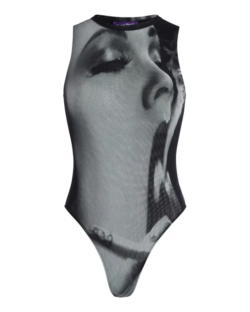 Jean Paul Gaultier Mesh-Tanktop mit Print Smoking Women - Schwarz Schwarz