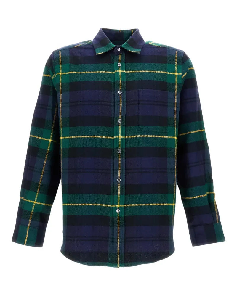 Portuguese Flannel Kariertes Hemd mit Knöpfen - Blau Blau