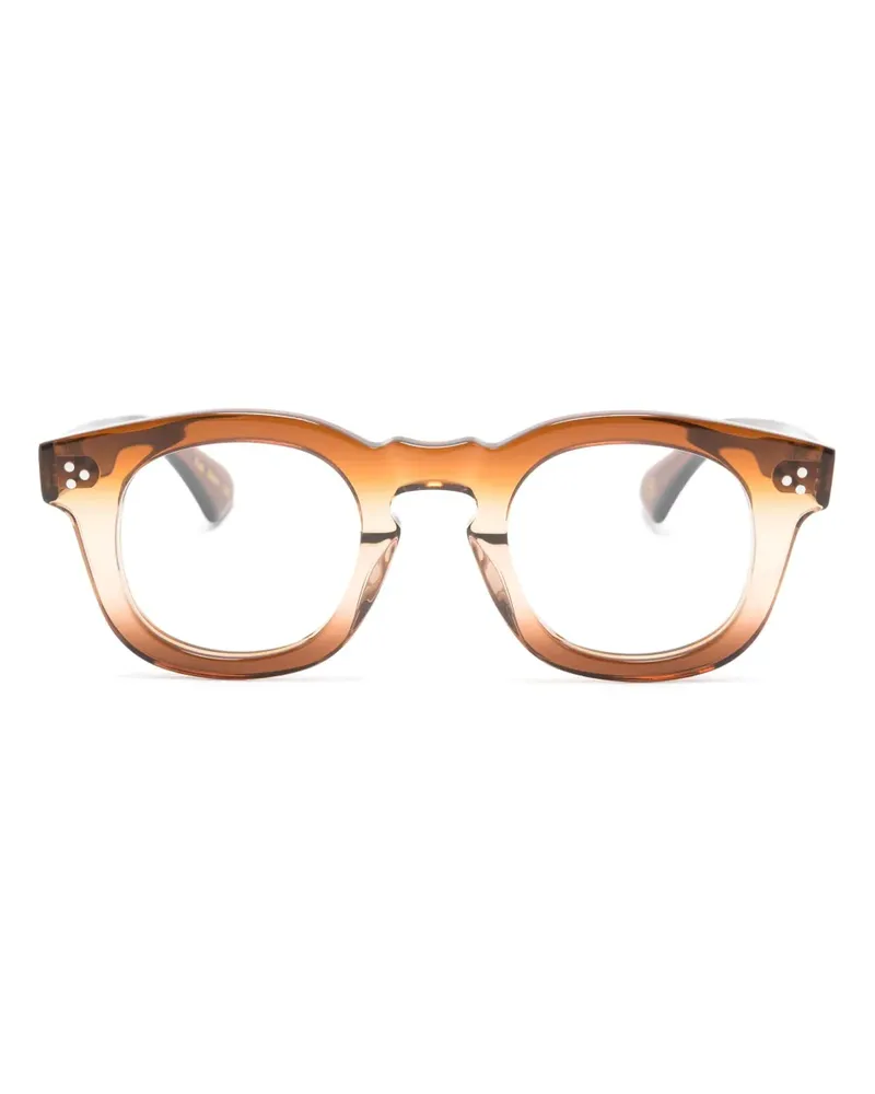 Lesca Runde Brille mit Logo-Print - Braun Braun