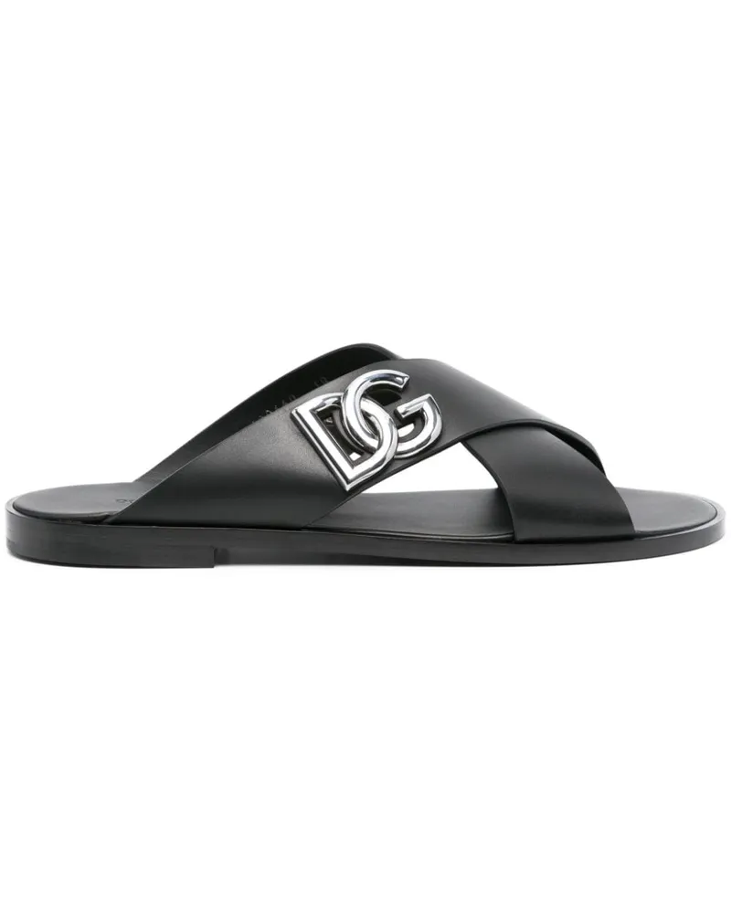 Dolce & Gabbana Pantoletten mit DG-Logo - Schwarz Schwarz