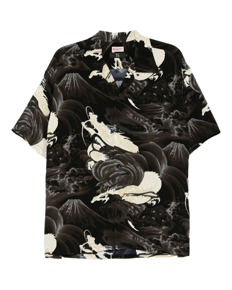 Yohji Yamamoto Aloha Hemd - Schwarz Schwarz
