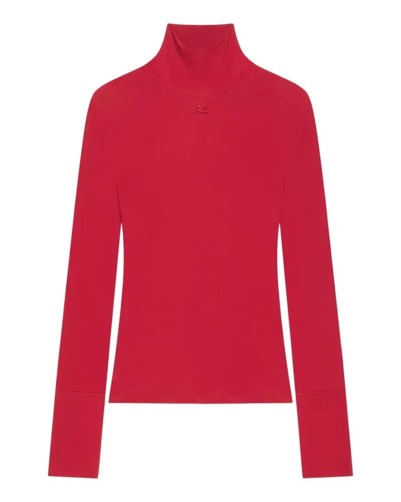 Courrèges Langarmshirt mit Logo-Stickerei - Rot Rot