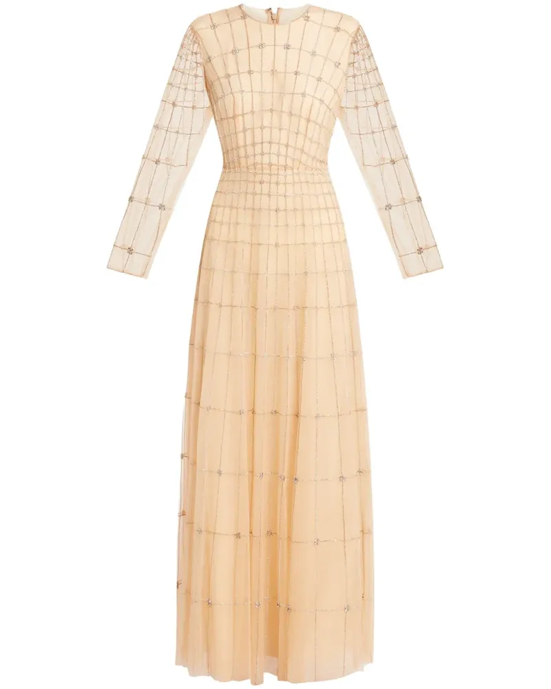 Huishan Zhang Maxikleid mit Gitteroptik - Nude Nude