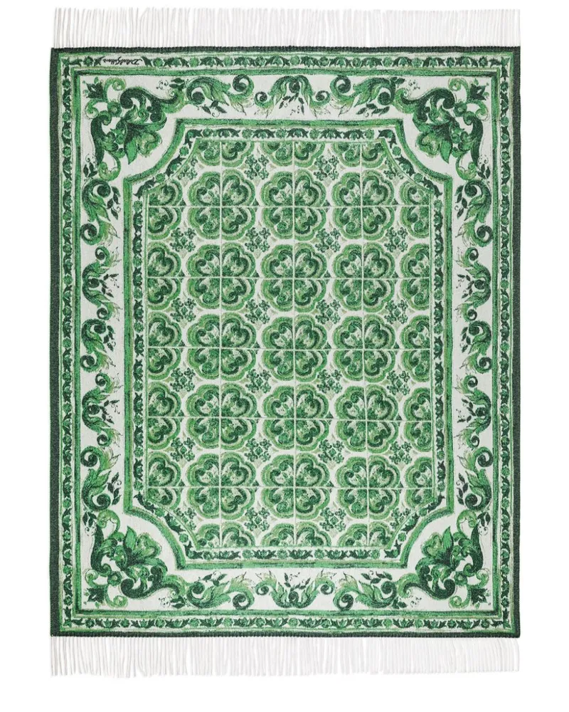 Dolce & Gabbana Decke aus Kaschmirjacquard - Grün Grün