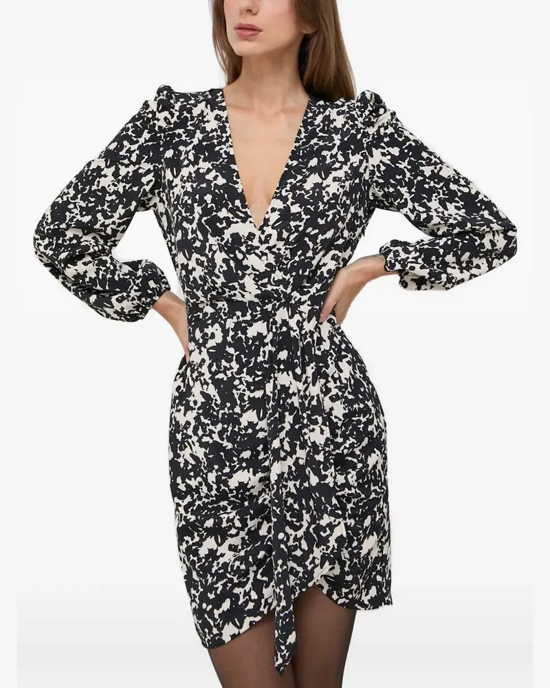 Morgan V-neck print mini dress - Schwarz Schwarz