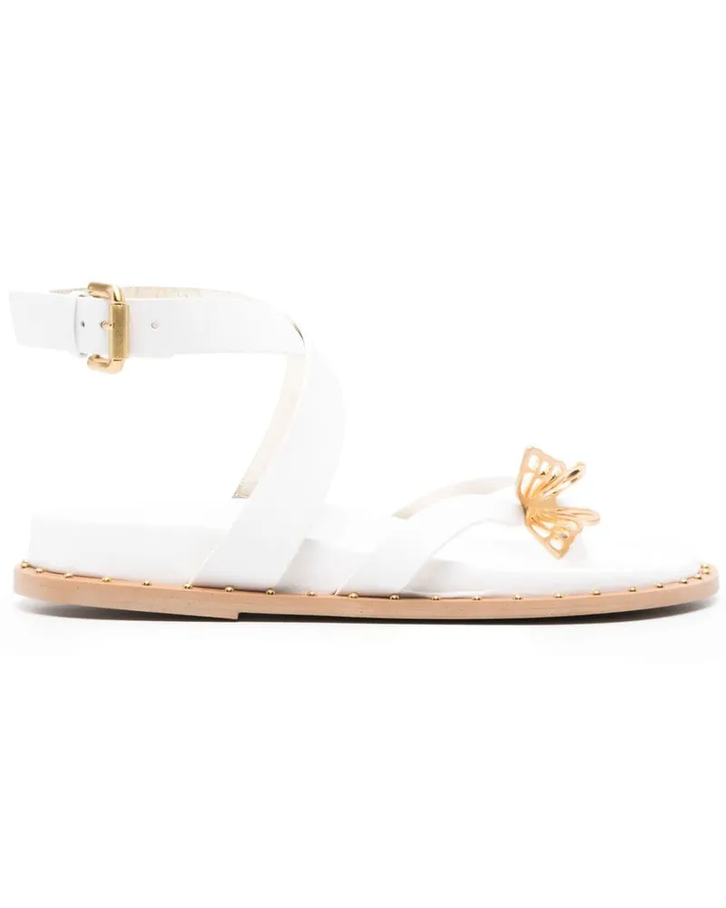 Sophia Webster Flache Mariposa Sandalen Weiß