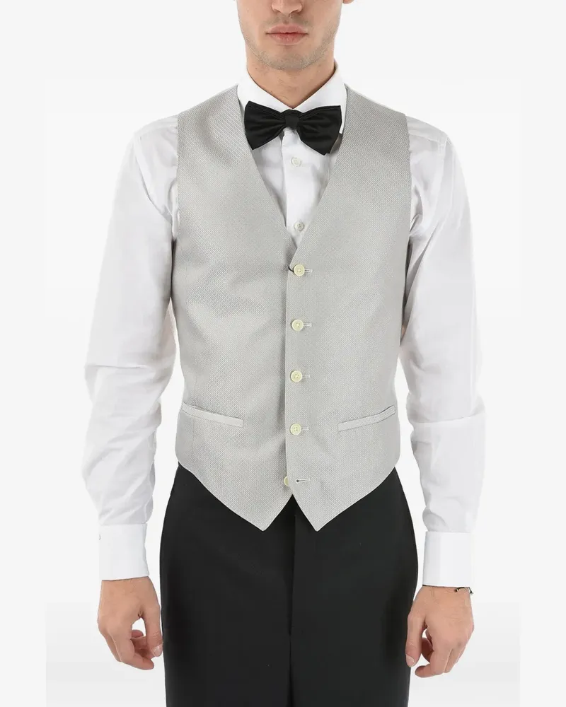 Corneliani micro-pattern martingale waistcoat - Silber Silber