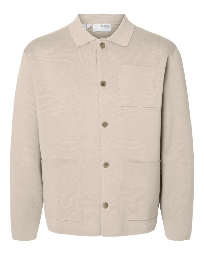 Selected Cardigan mit aufgesetzter Tasche - Nude Nude