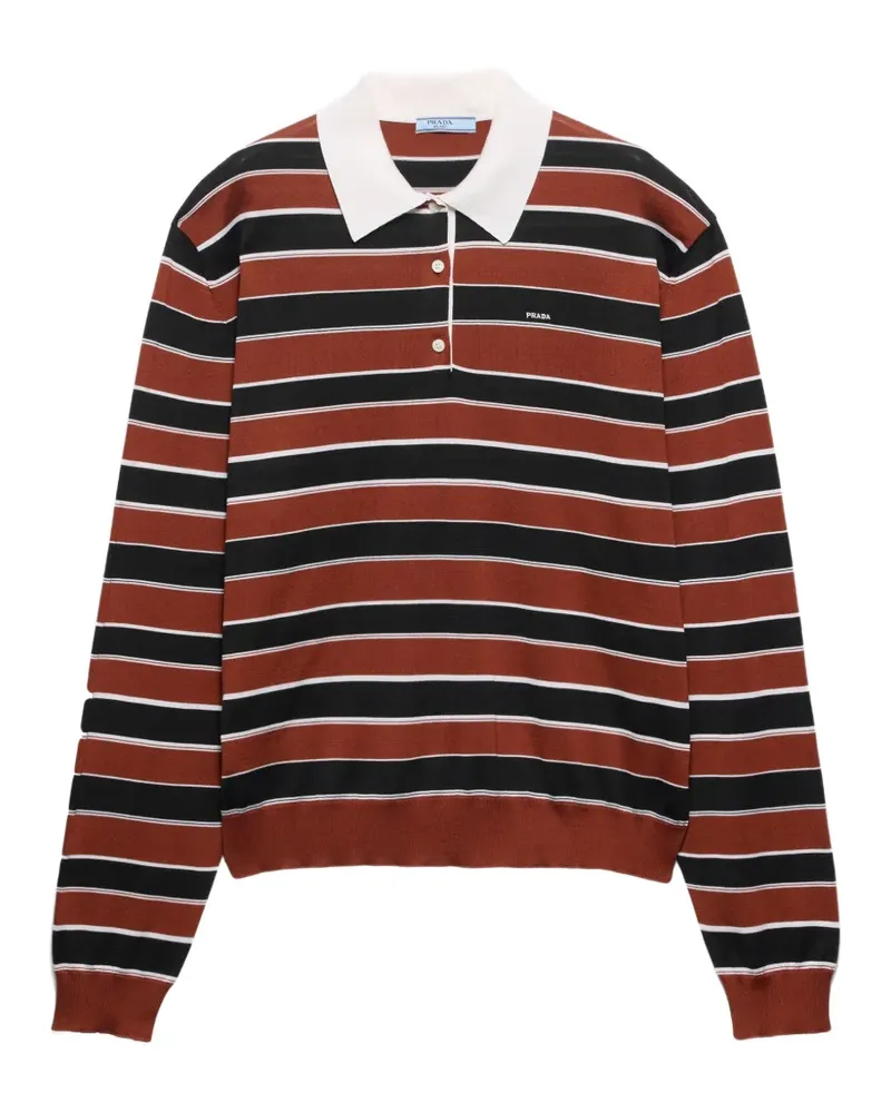 Prada striped silk polo shirt - Braun Braun