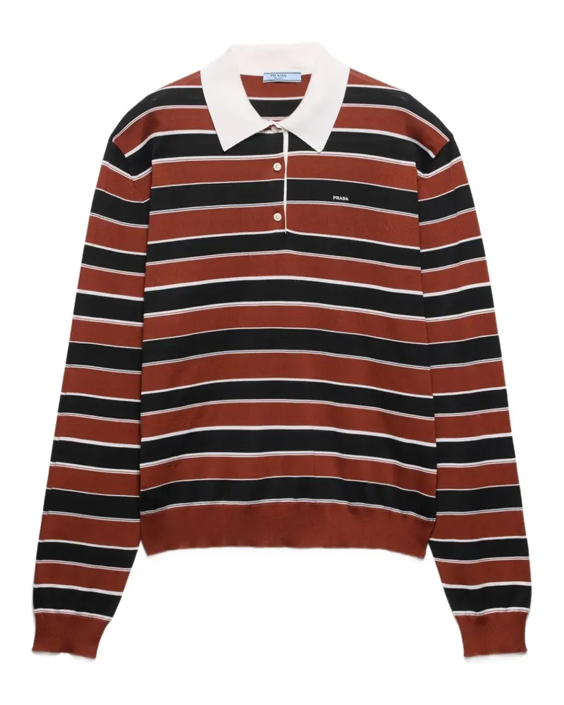 Prada striped silk polo shirt - Braun Braun