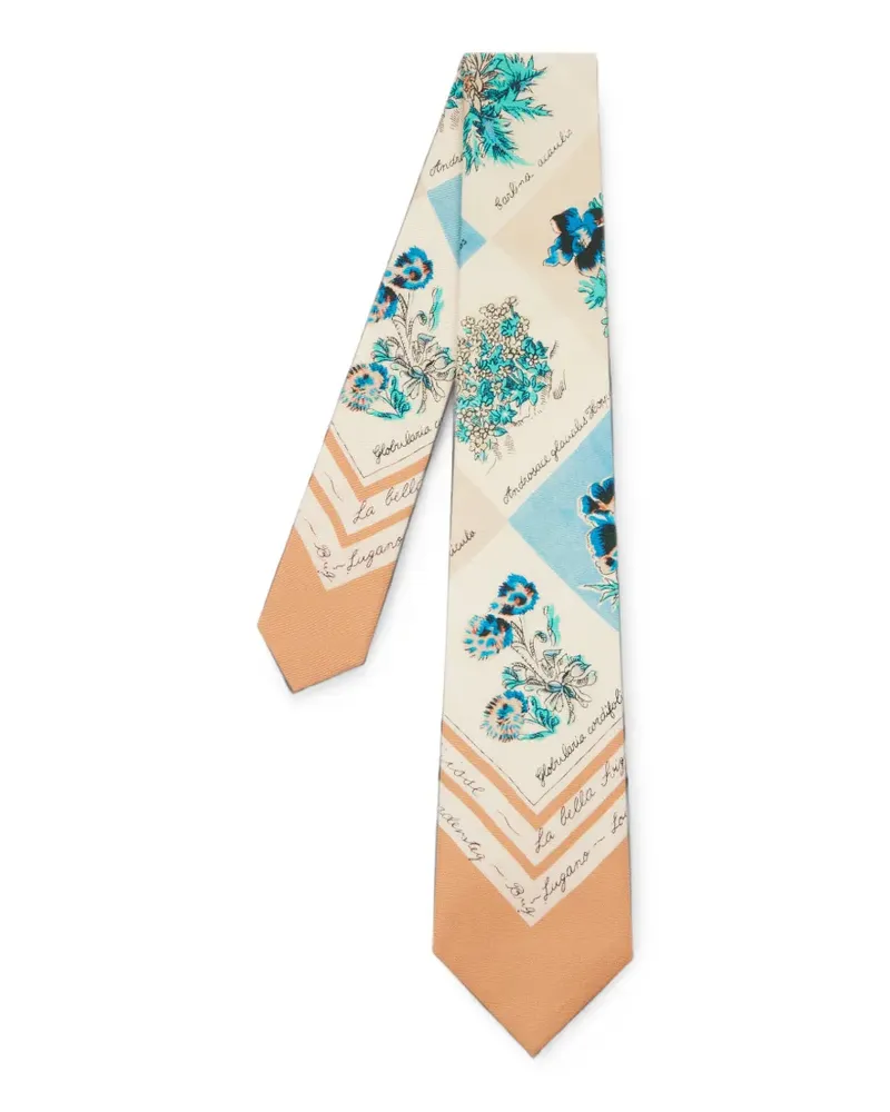 Paul Smith Seidenkrawatte mit Gartenblume - Nude Nude