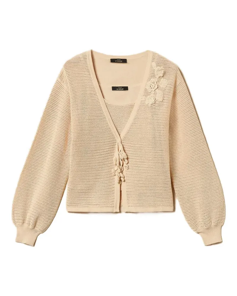 Twin-Set Cardigan mit Mesh-Stickerei - Nude Nude