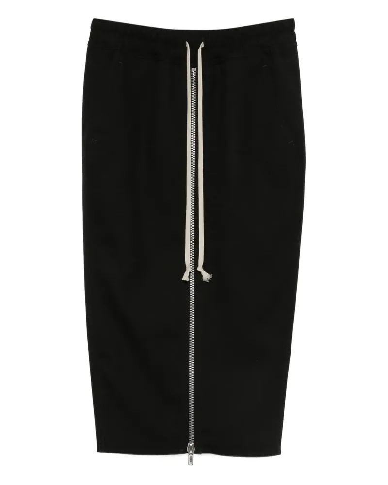 Rick Owens Kordelzug-Midirock mit Reißverschluss - Schwarz Schwarz