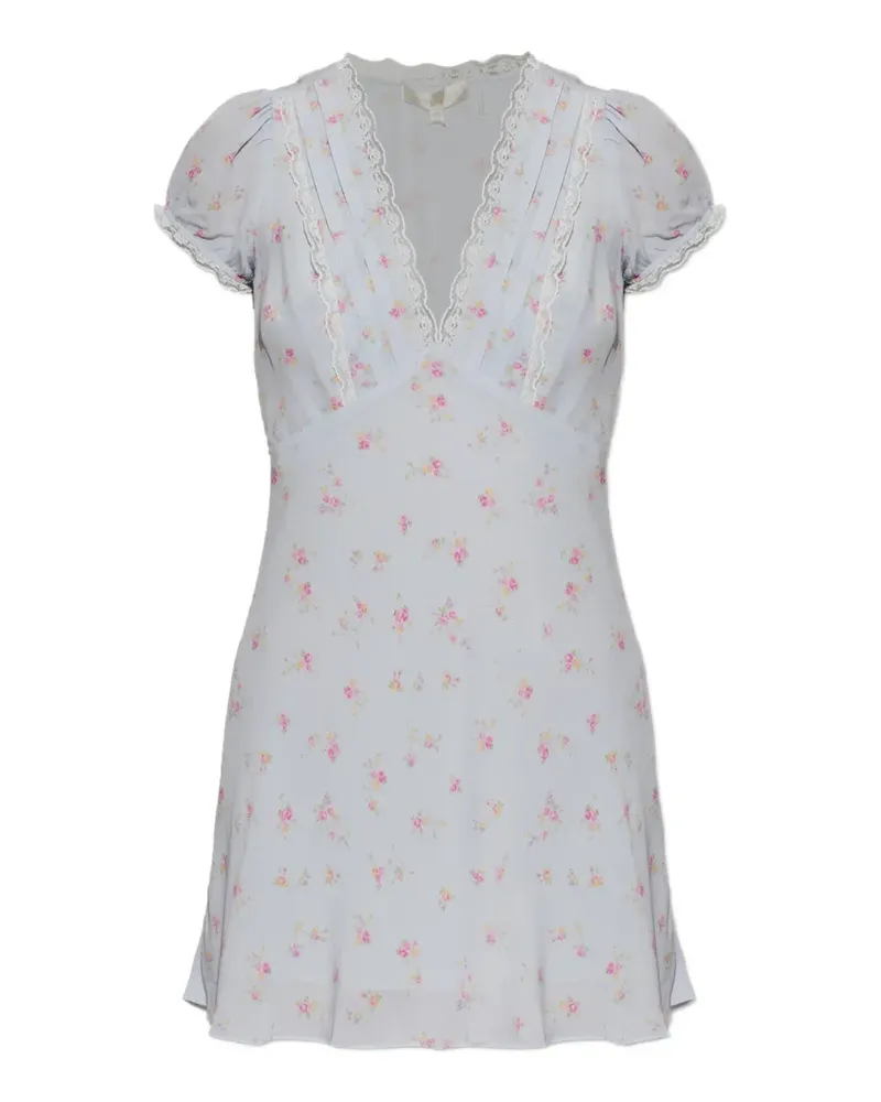 LoveShackFancy Minikleid mit Blumenprint - Blau Blau