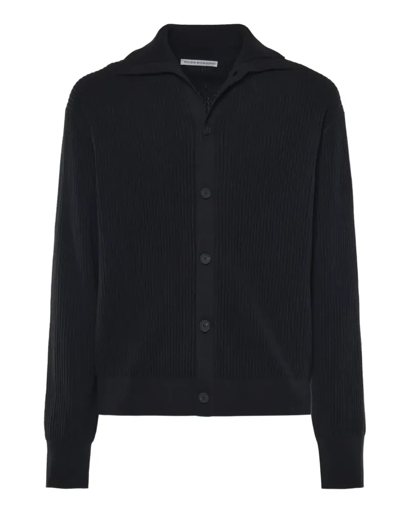 Studio Nicholson Gerippter Cardigan mit Knöpfen - Schwarz Schwarz