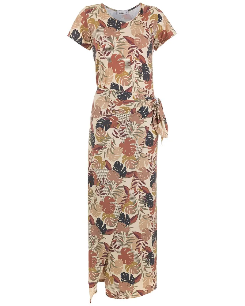 Amir Slama Maxikleid mit Print Nude