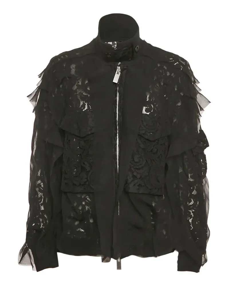 Sacai lace ruffle jacket - Schwarz Schwarz