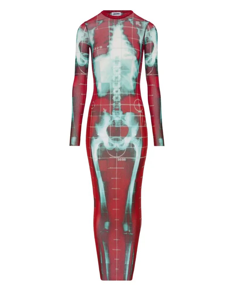 Jean Paul Gaultier Langes Squeletor Mesh-Kleid - Rot Rot