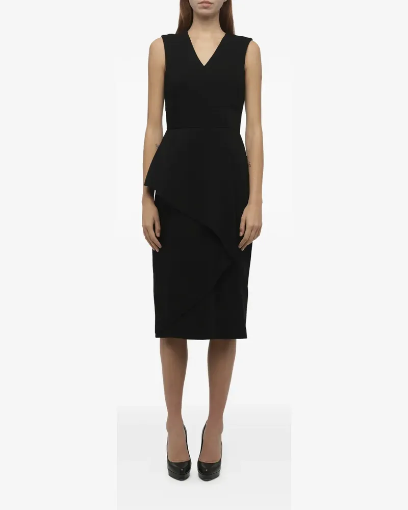 Alexander McQueen peplum-waist wool dress - Schwarz Schwarz