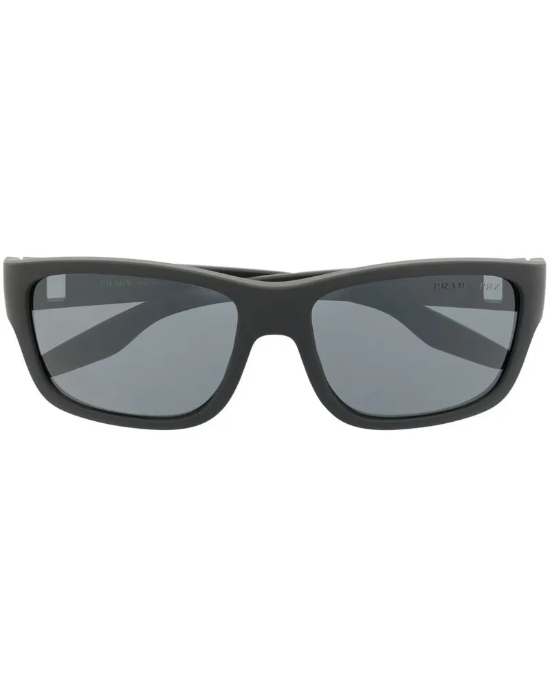 Prada Eckige Linea Rossa Sonnenbrille - Grau Grau