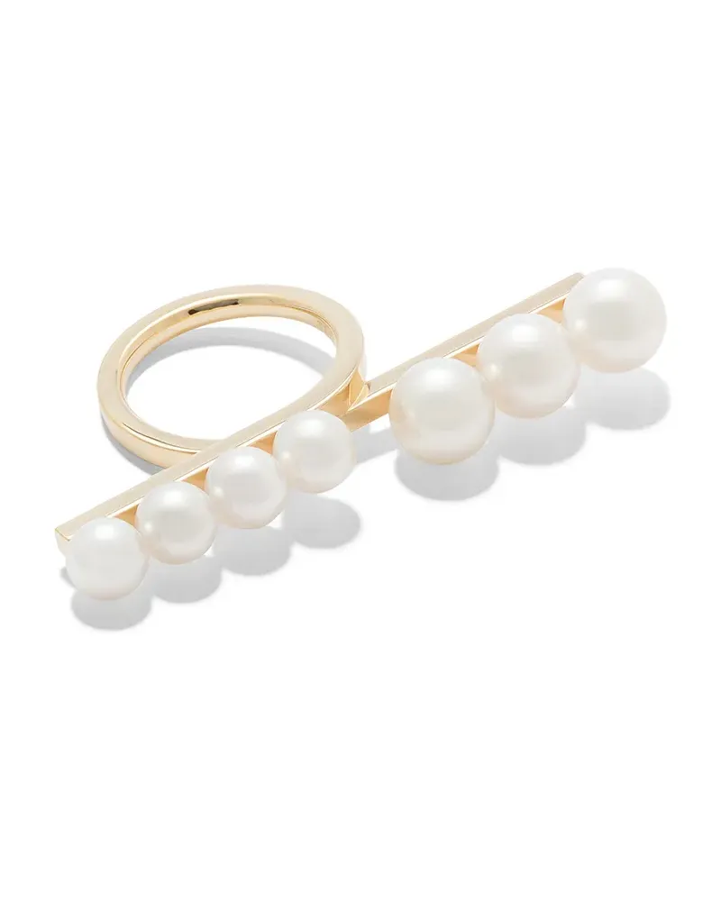TASAKI 18kt Gelbgoldring mit Perlen - Weiß Weiß