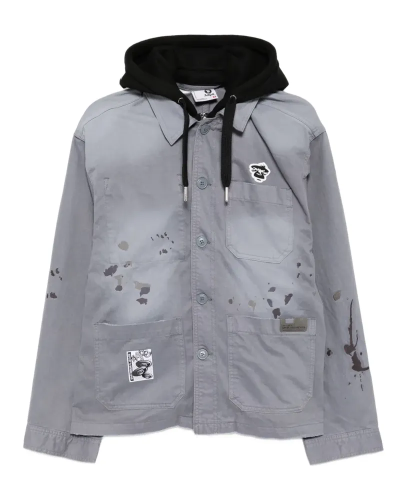 BAPE Jacke mit Logo-Patch - Grau Grau