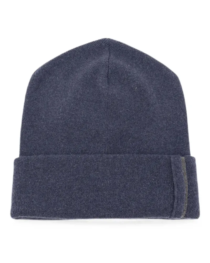 Brunello Cucinelli monili-chain turn-up brim beanie hat - Blau Blau