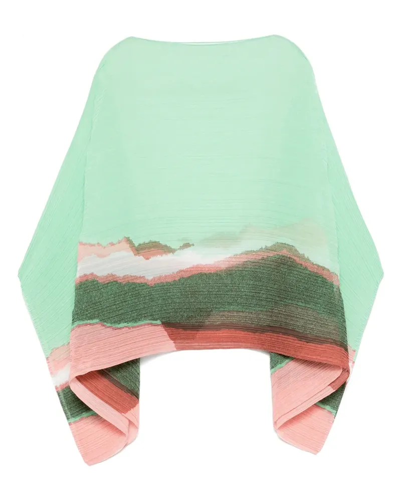 Issey Miyake Plissiertes Cape - Grün Grün