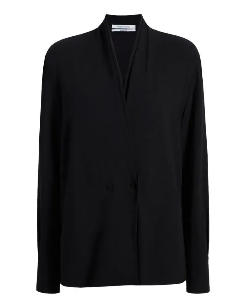 Another Tomorrow V-neck blouse - Schwarz Schwarz