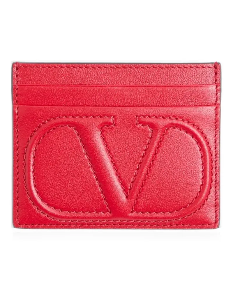 Valentino Garavani VLogo Walk card holder in calfskin - Rot Rot