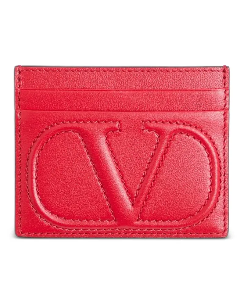 Valentino Garavani VLogo Walk card holder in calfskin - Rot Rot