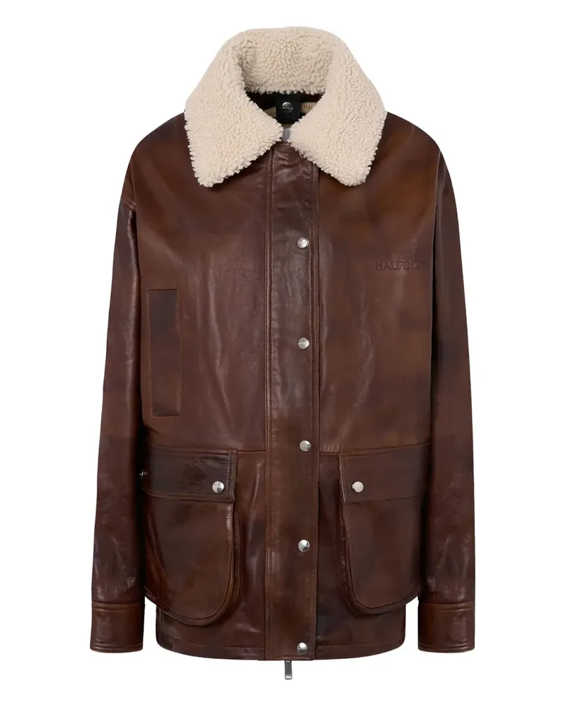 HALFBOY shearling-collar leather jacket - Braun Braun