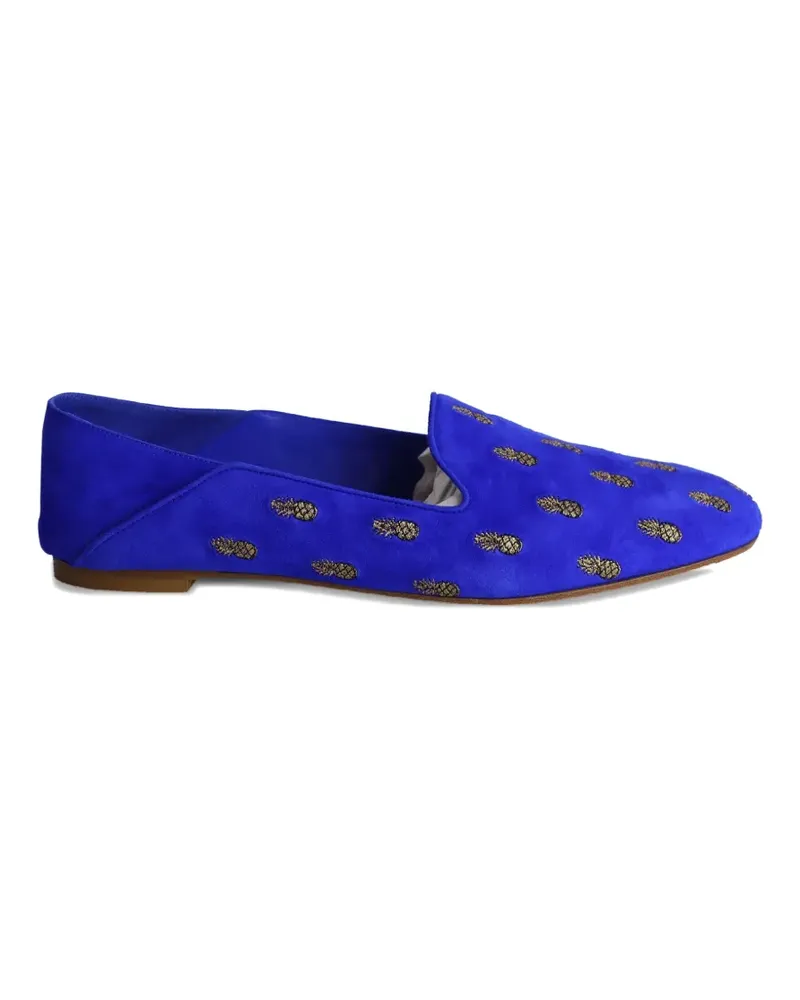Aquazzura Ananas embroidery slipper - Blau Blau