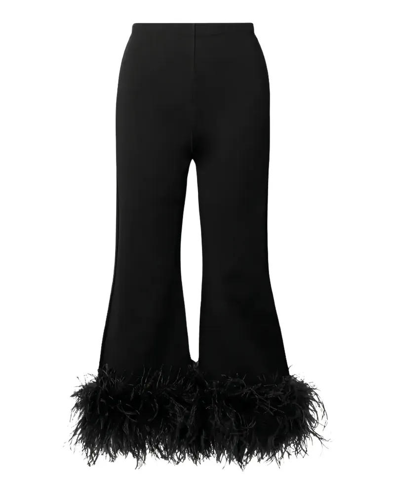 Valentino Garavani feather-trimmed flared trousers - Schwarz Schwarz