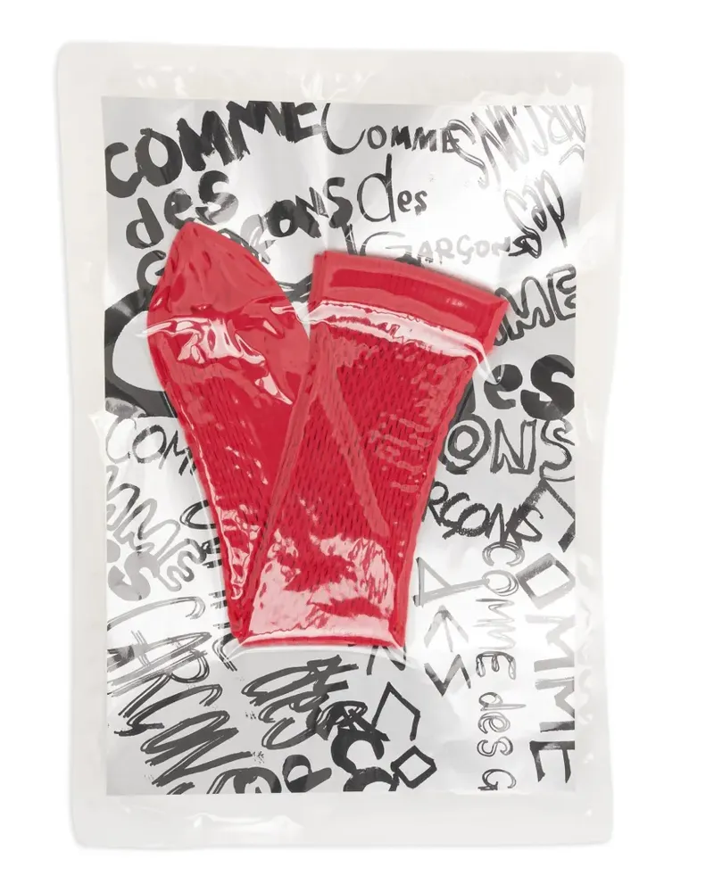 Comme des Garçons Gerippte Socken mit Logo - Rot Rot