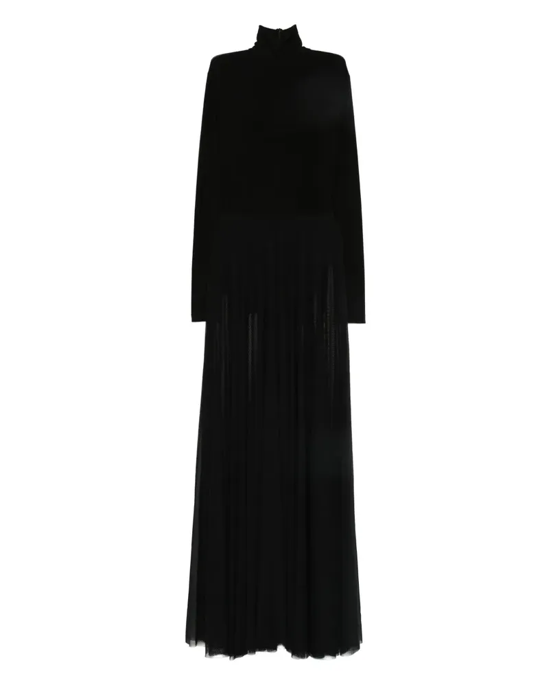 Norma Kamali long-sleeve pleated dress - Schwarz Schwarz