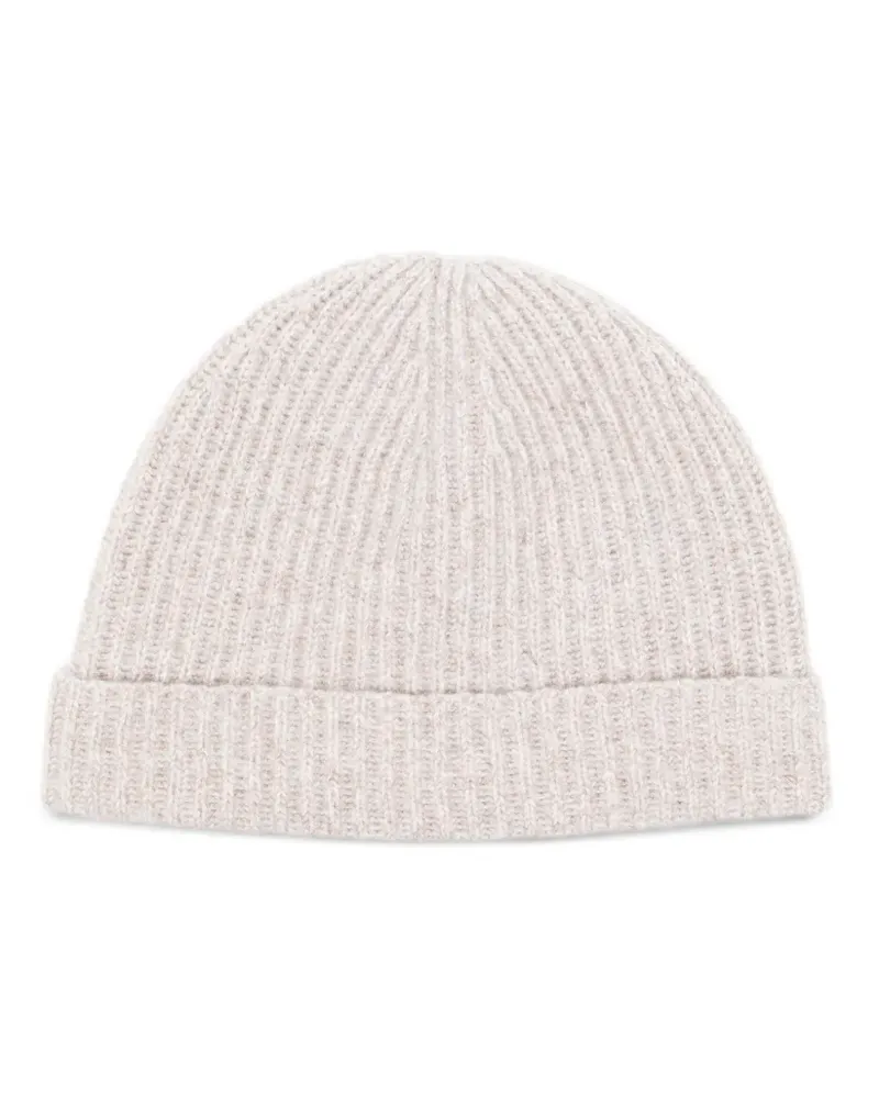 N.Peal Gerippte Beanie aus Kaschmir - Nude Nude