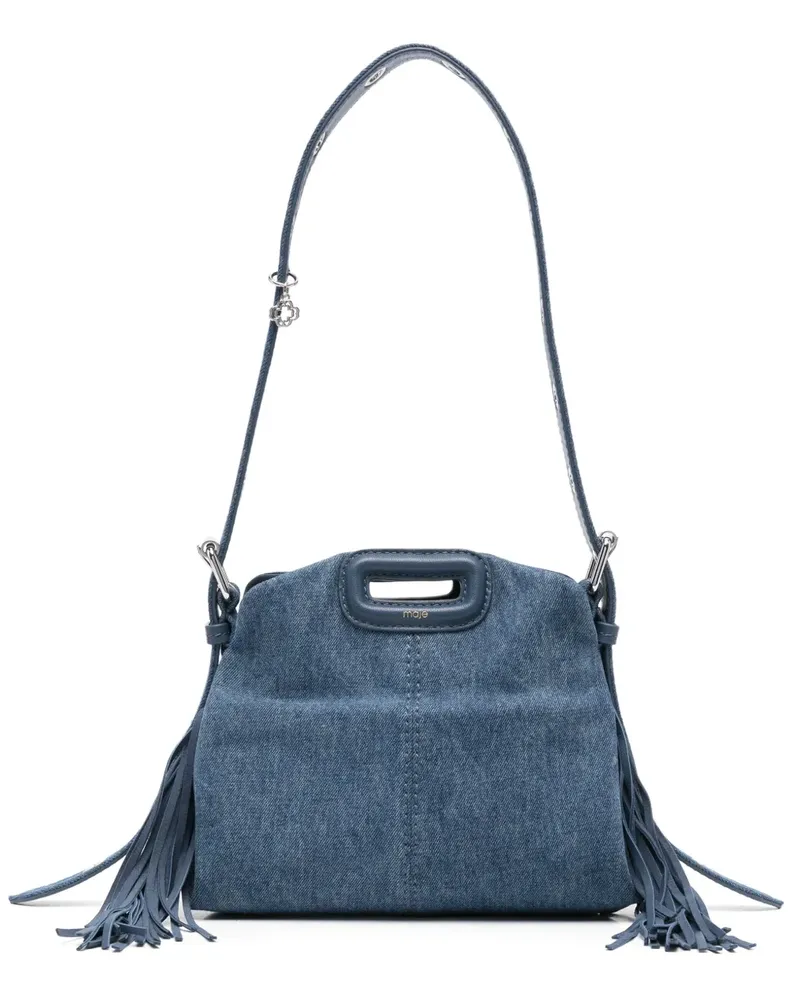 Maje Schultertasche mit Fransen - Blau Blau