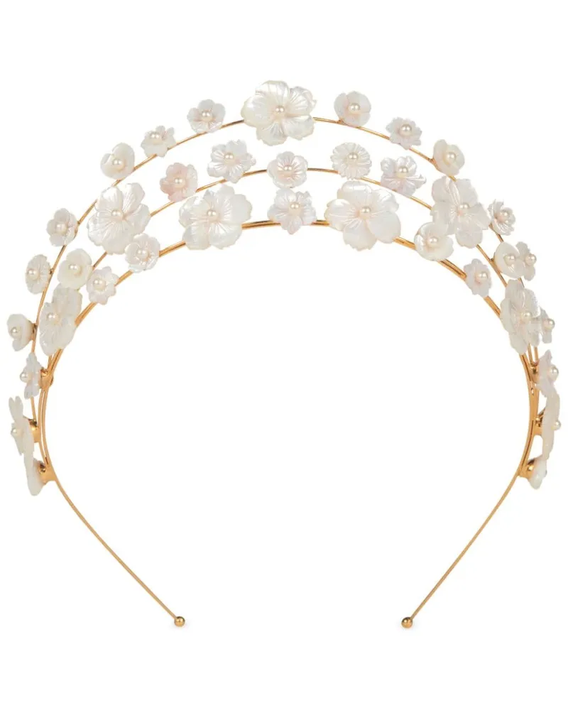 Jennifer Behr Jenette Krone mit Blumenapplikation - Gold Gold