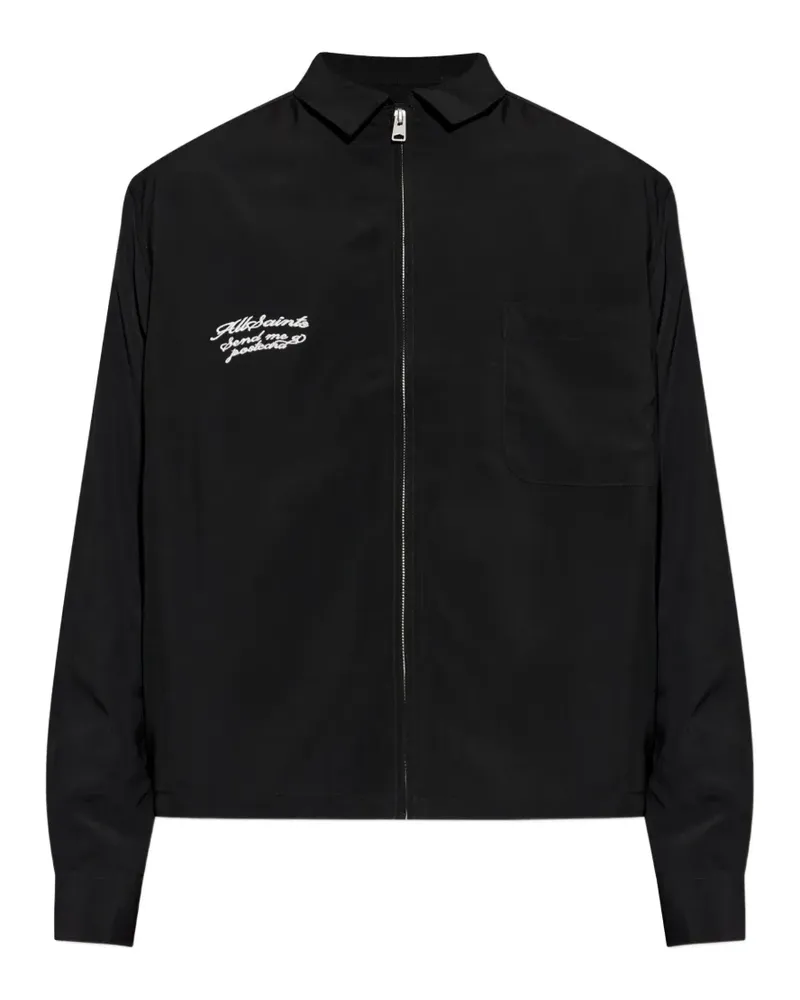 AllSaints Karierte Buck Hemdjacke mit Logo-Stickerei - Schwarz Schwarz