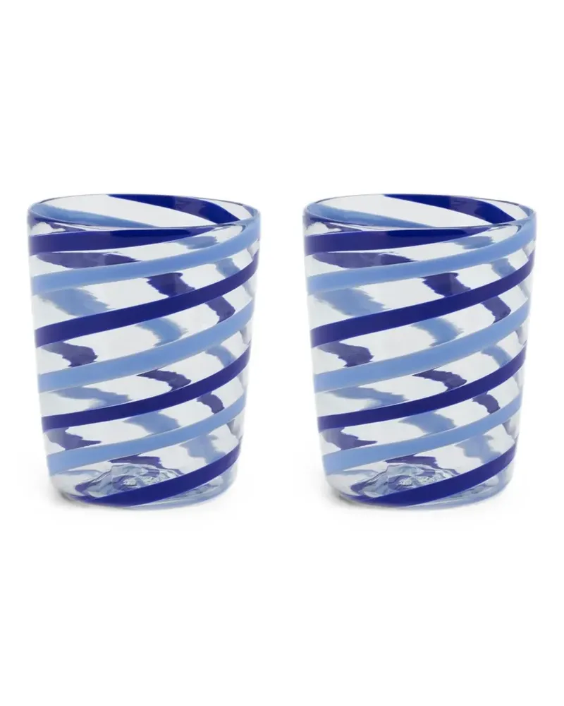 Lisa Corti x Canna Spiral dekorative Gläser (2er-Set) - Blau Blau